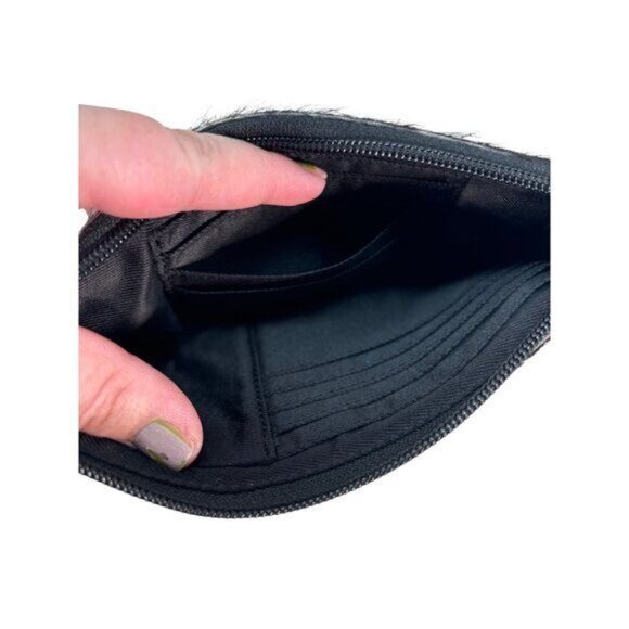 Cowhide Leather Zip Wristlet Clutch With Strap - Picture 4 of 6